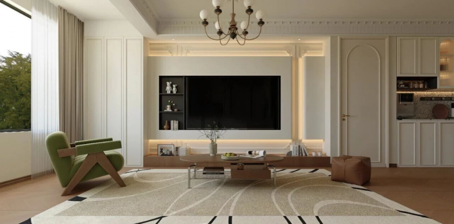 法式復(fù)古三居室裝修效果圖