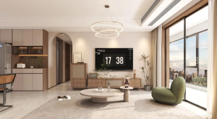 簡約田園風(fēng)三居室客廳裝修效果圖